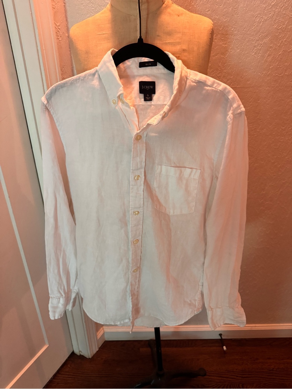 J. Crew White Slim Fit Linen Button-Down Shirt